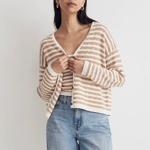 Madewell Open-Stitch Cardigan Sweater in Stripe